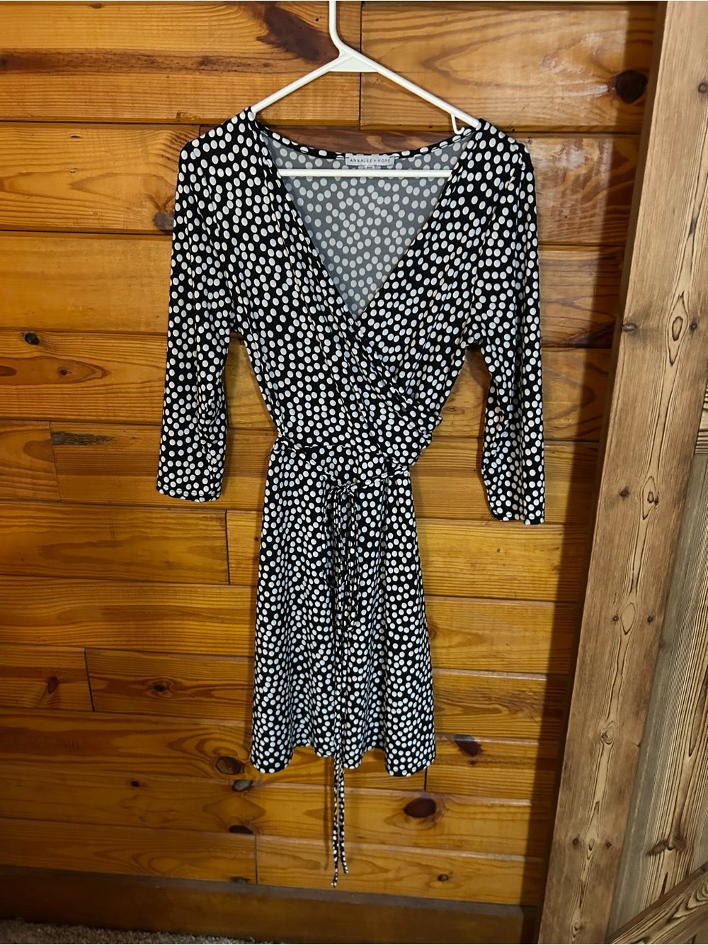 Annalee + Hope Black and White Polka Dot Wrap Dress